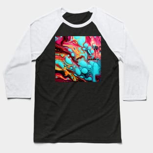 Electric Neon Waves Abstract Baseball T-Shirt